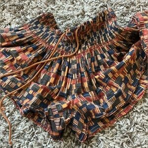 Isabel Marant Multicolor Geometric Smocked-Waist Shorts 40